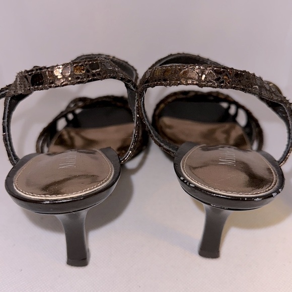 Michelle D Vava Voom Metallic Bronze Snakeskin Strappy Heels Size 7M - EUC - Picture 10 of 11